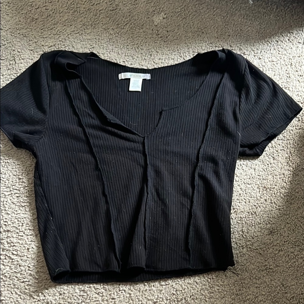 Bozzolo Black Fitted Crop T-Shirt
